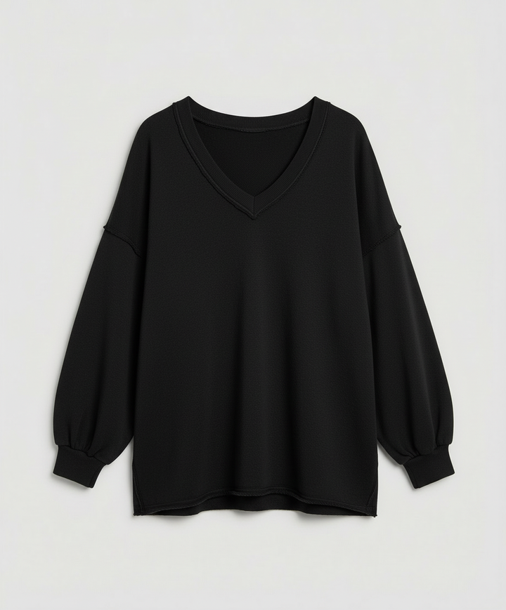 Oversized Damen V-Ausschnitt Sweatshirt | Drune