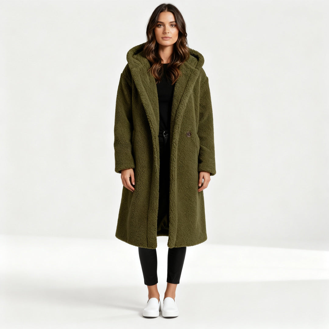 Damen Teddy Mantel mit Kapuze | Drune