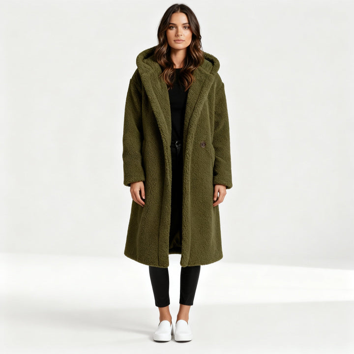 Damen Teddy Mantel mit Kapuze | Drune