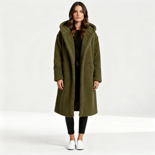 Damen Teddy Mantel mit Kapuze | Drune