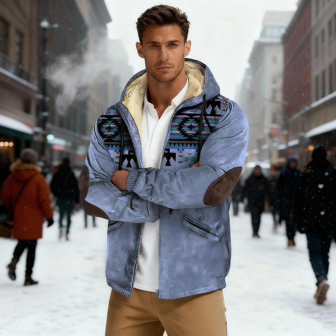 Jacke mit Kapuze und einheimischem Druck