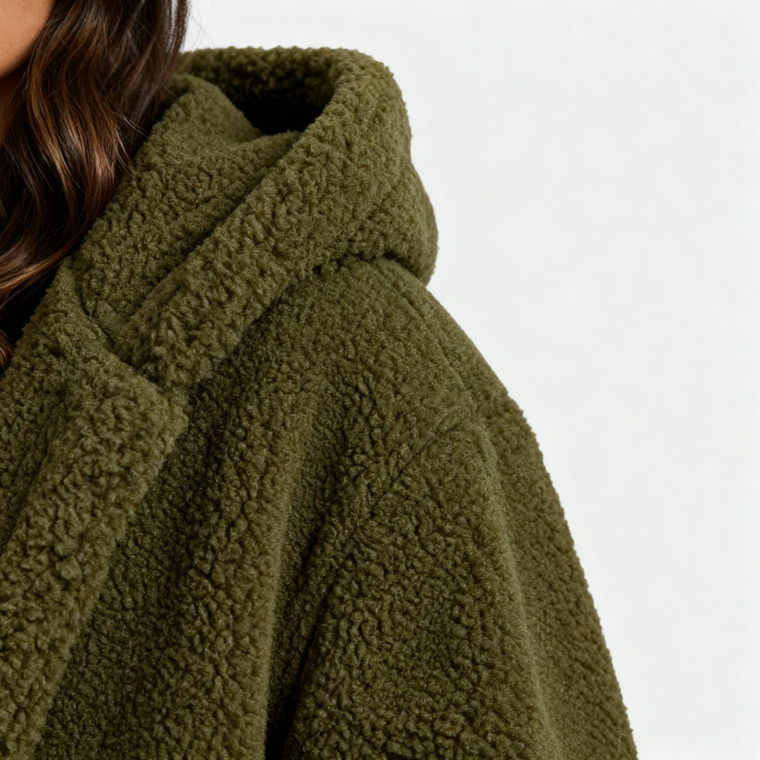 Damen Teddy Mantel mit Kapuze | Drune