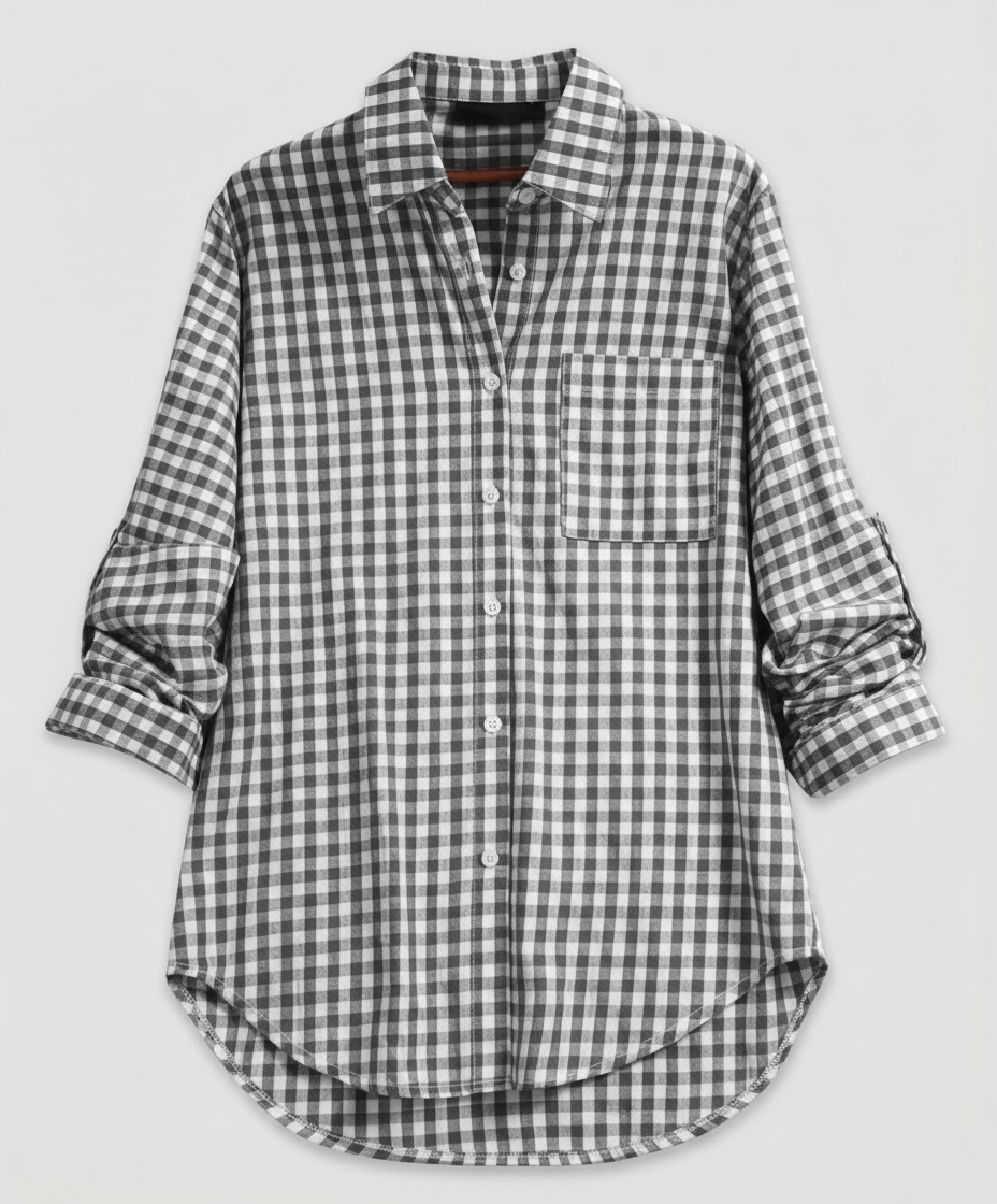 Damen Kariertes Hemd Oversize Drune