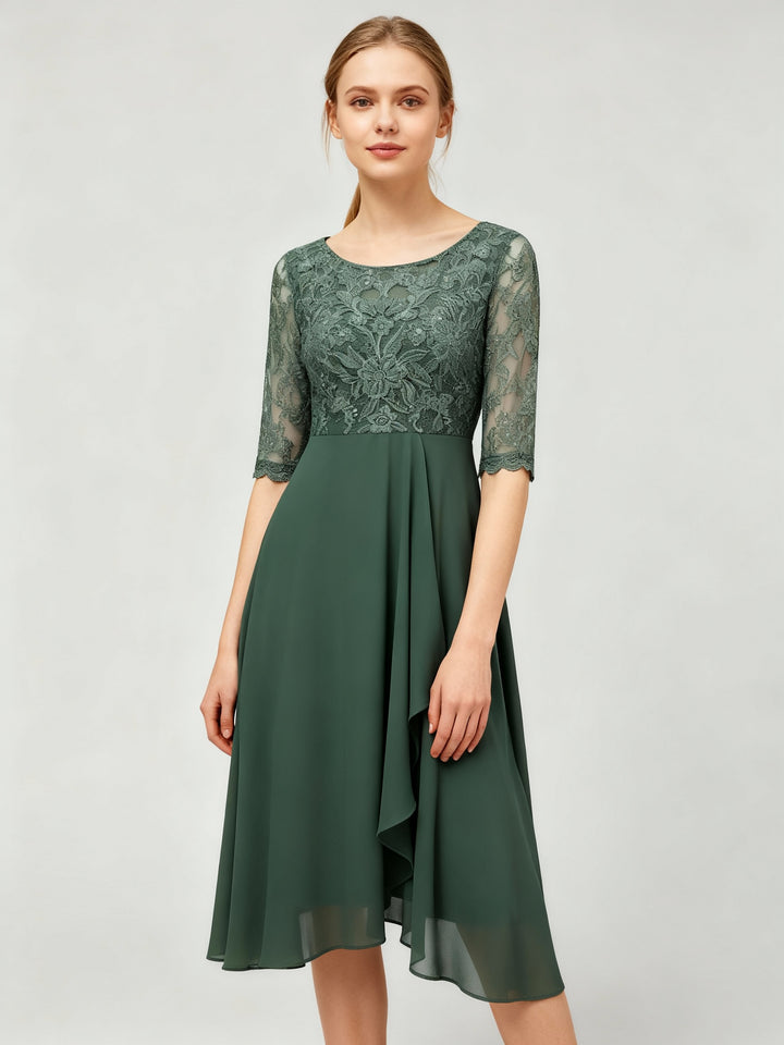 Drune | Damen Kleid "Liv" | Chiffon | Regular Fit, Leichter Stretch | Maxilänge