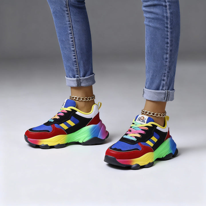 Damen Orthopädische Schuhe – Regenbogen, Ultraleicht, Stoßdämpfend, Fußgewölbestütze, Weite Zehenbox