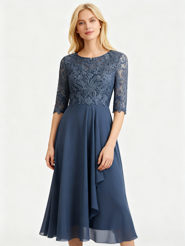 Drune | Damen Kleid "Liv" | Chiffon | Regular Fit, Leichter Stretch | Maxilänge