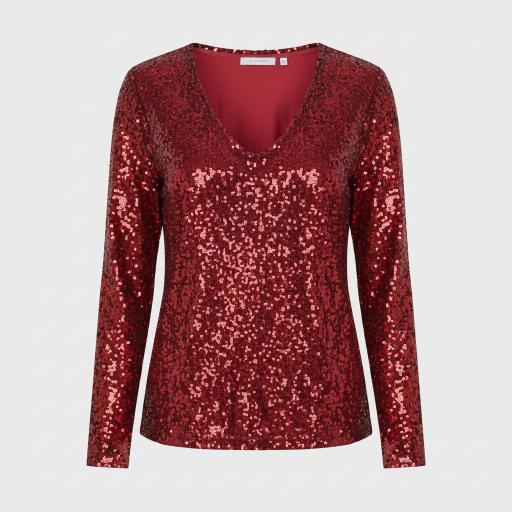 Glitzernde Party Eleganz V Ausschnitt Top Damen | Drune