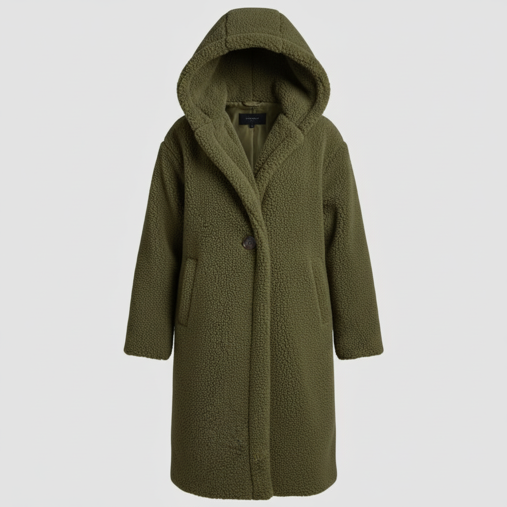 Damen Teddy Mantel mit Kapuze | Drune