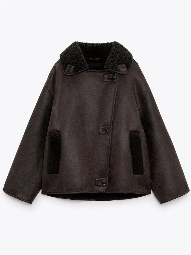Drune | Vintage Kunstlederjacke für Frauen