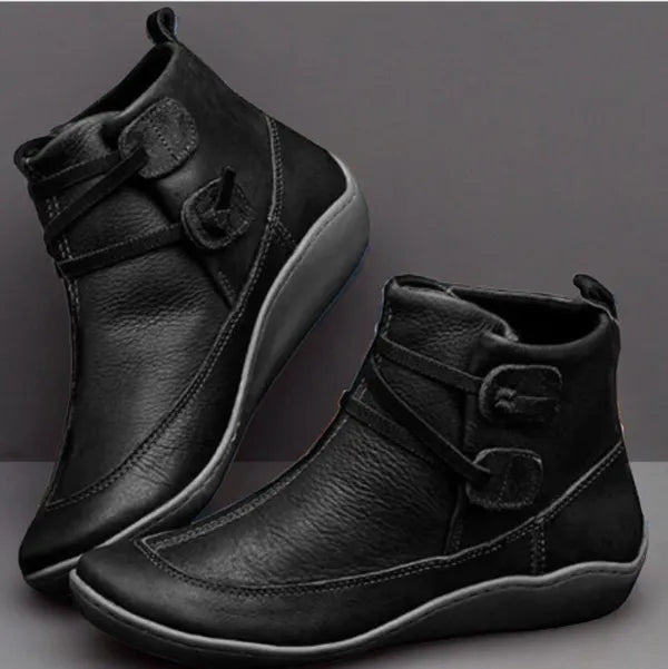 Drune | Damen Vintage Casual Kurze Knöchelstiefel