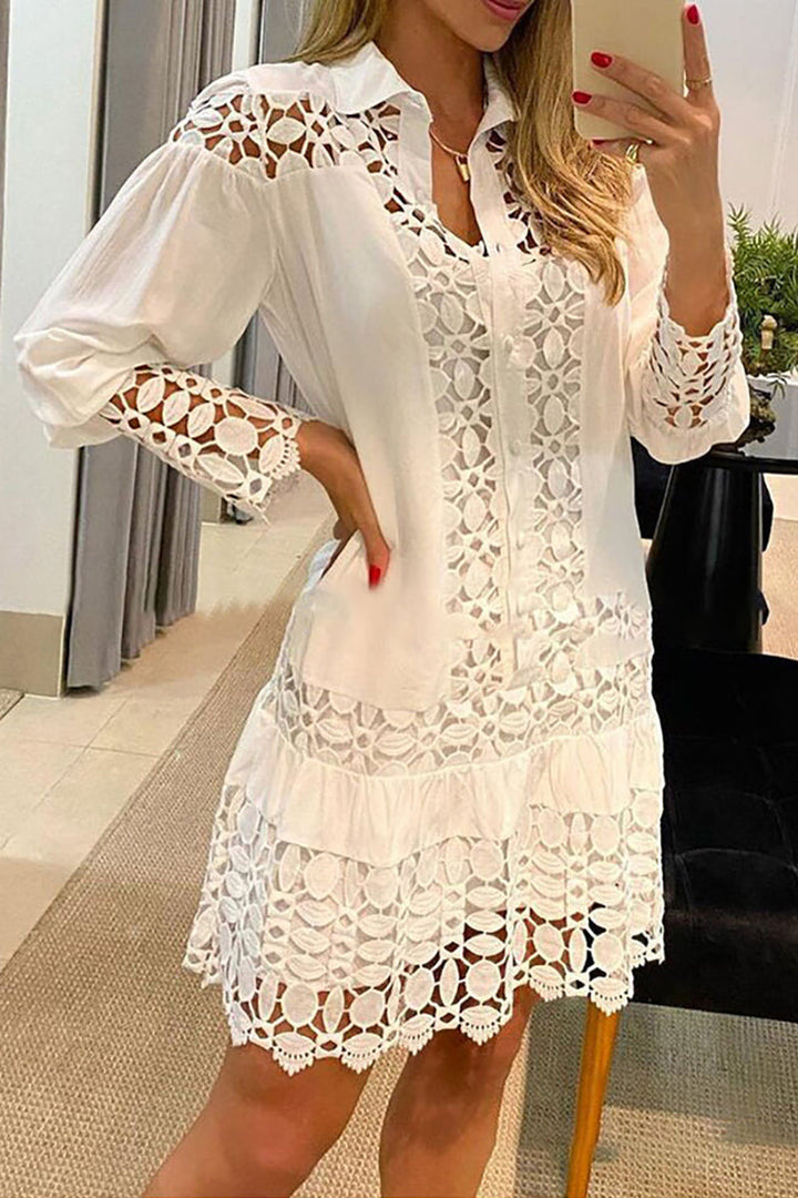 Drune | Eine Schüssel für Mich Selbst Spitzen Patchwork Shirt Kleid