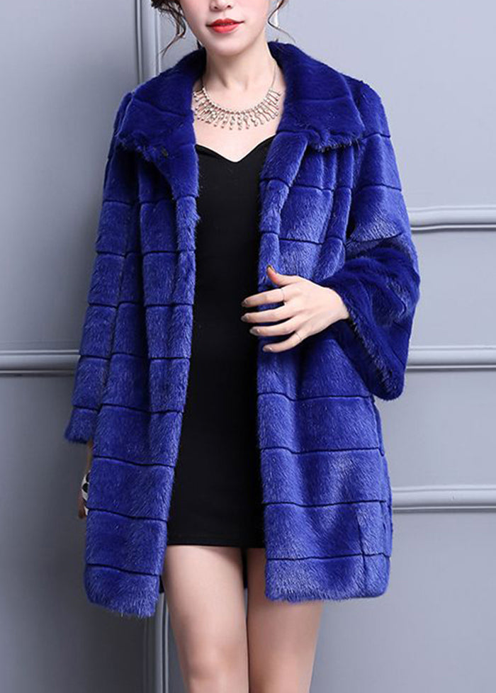 Drune | Blaue Übergroße Warme Fuzzy Fell Flauschige Mäntel Winter