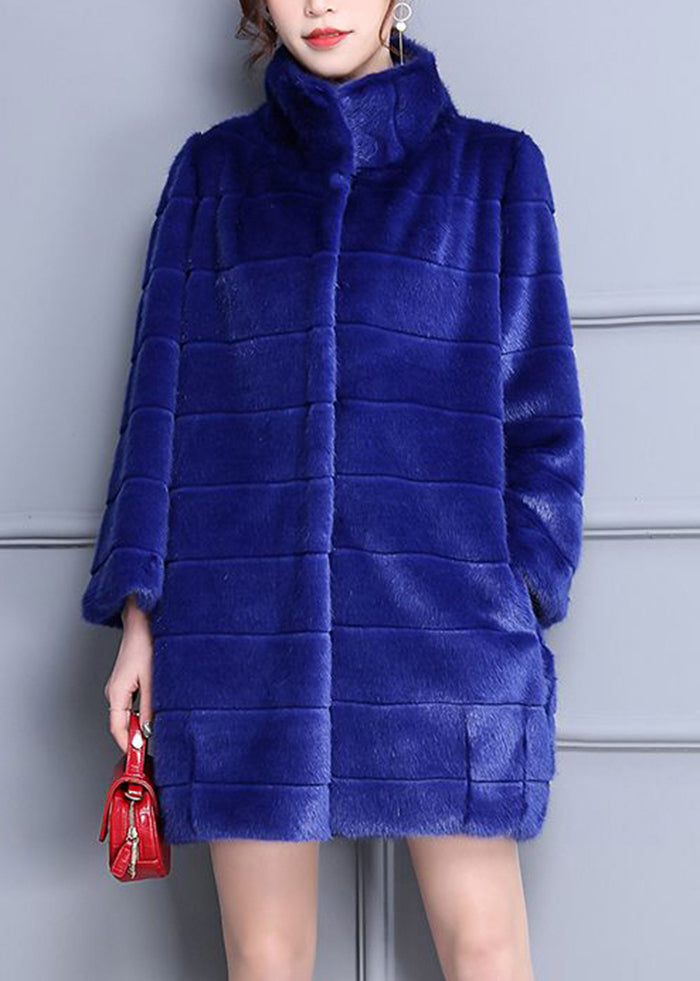 Drune | Blaue Übergroße Warme Fuzzy Fell Flauschige Mäntel Winter