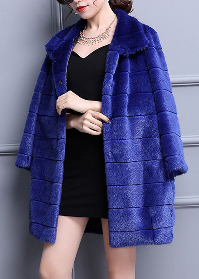 Drune | Blaue Übergroße Warme Fuzzy Fell Flauschige Mäntel Winter