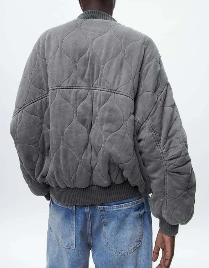 Drune - Wattierte Bomberjacke mit Steppdesign und Rippbündchen