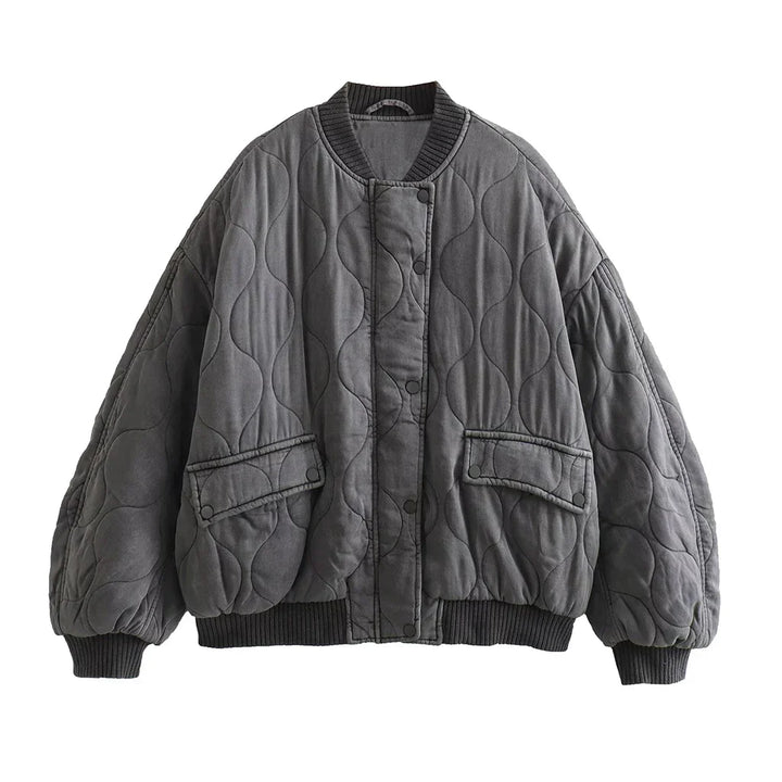 Drune - Wattierte Bomberjacke mit Steppdesign und Rippbündchen