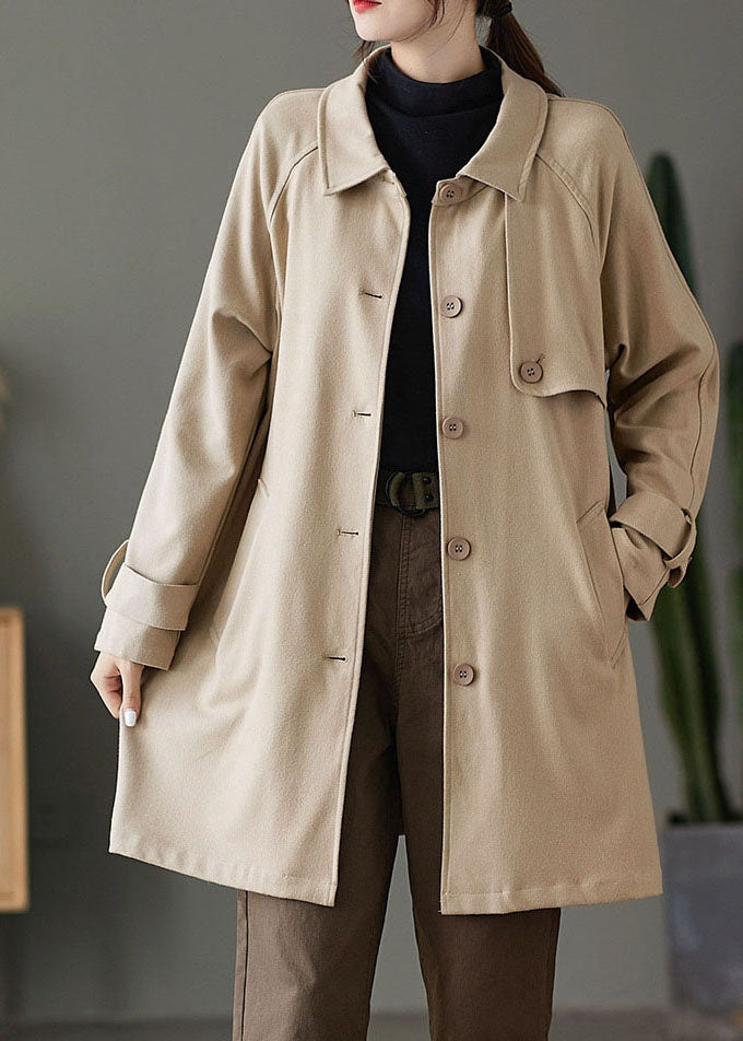 Drune | Khaki Knopf Peter Pan Kragen Taschen Trenchcoats