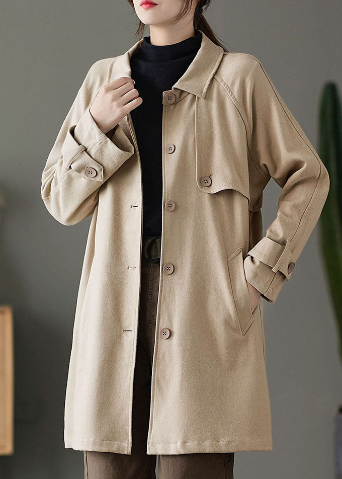 Drune | Khaki Knopf Peter Pan Kragen Taschen Trenchcoats