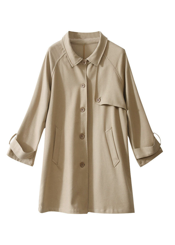 Drune | Khaki Knopf Peter Pan Kragen Taschen Trenchcoats