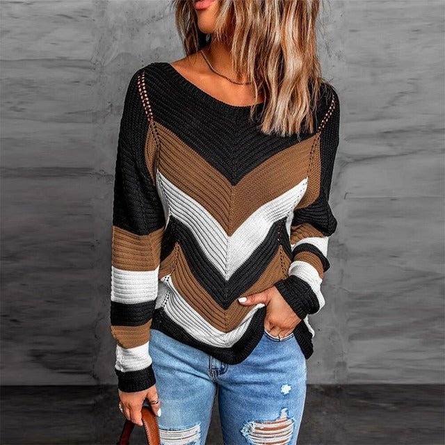 Drune | Gestreifter Pullover mit Patchwork