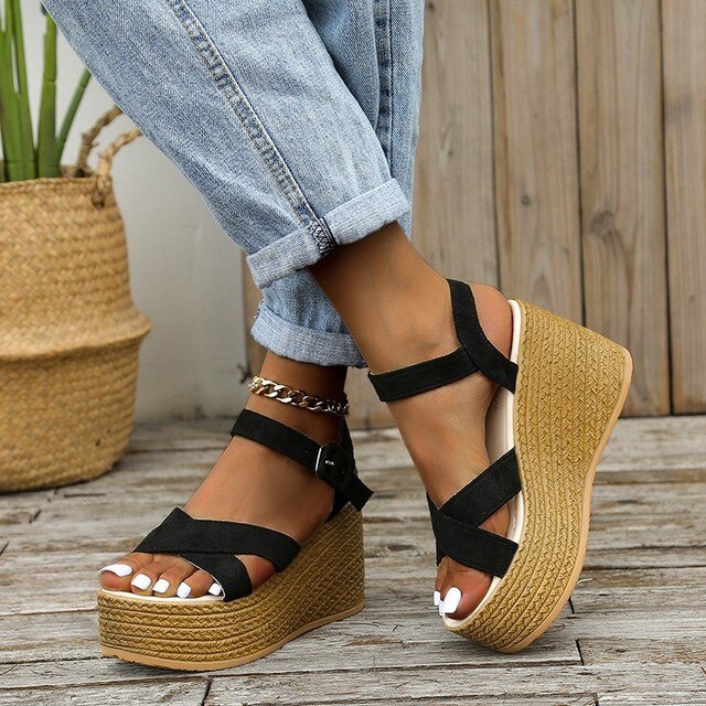 Drune | Bequeme Trendy Keilabsatz Damen Sandalen Mit Hohem Absatz