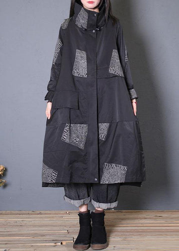 Drune | Plus-Size Mäntel schwarze Reißverschlussmäntel