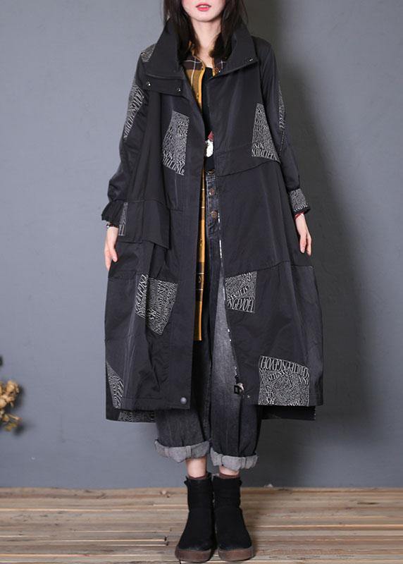 Drune | Plus-Size Mäntel schwarze Reißverschlussmäntel