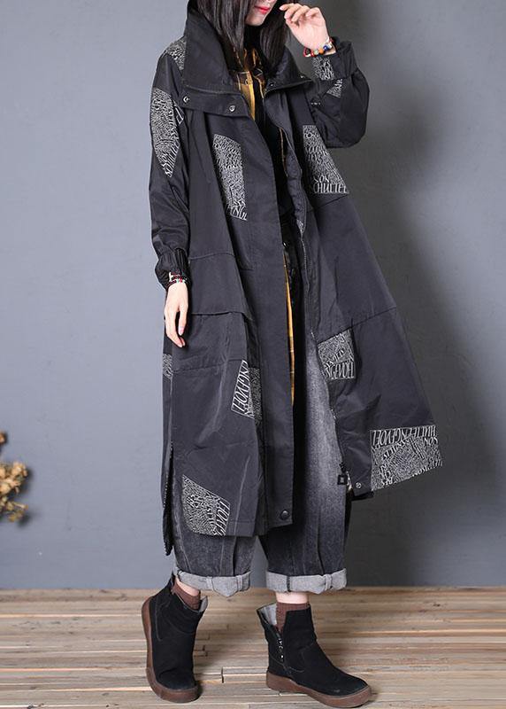 Drune | Plus-Size Mäntel schwarze Reißverschlussmäntel