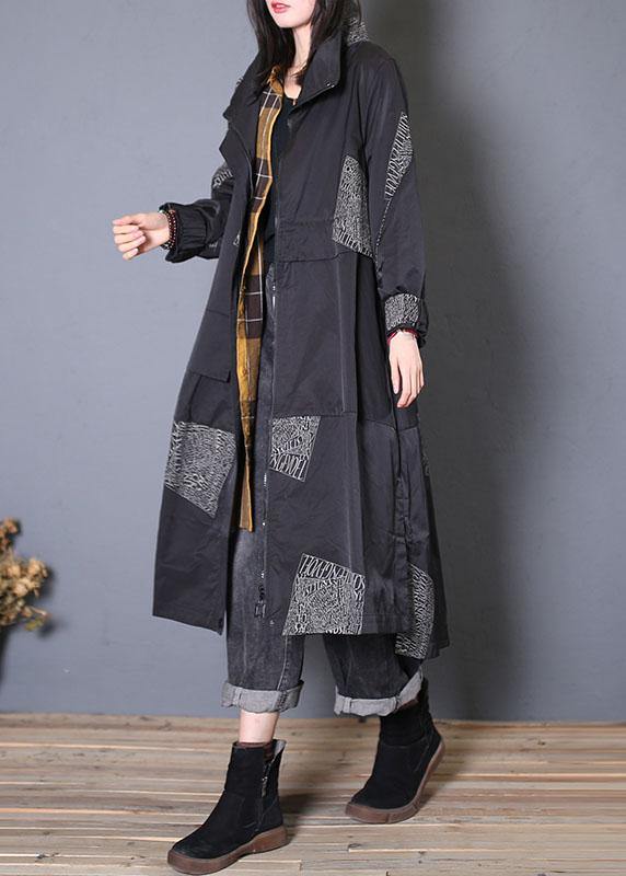 Drune | Plus-Size Mäntel schwarze Reißverschlussmäntel