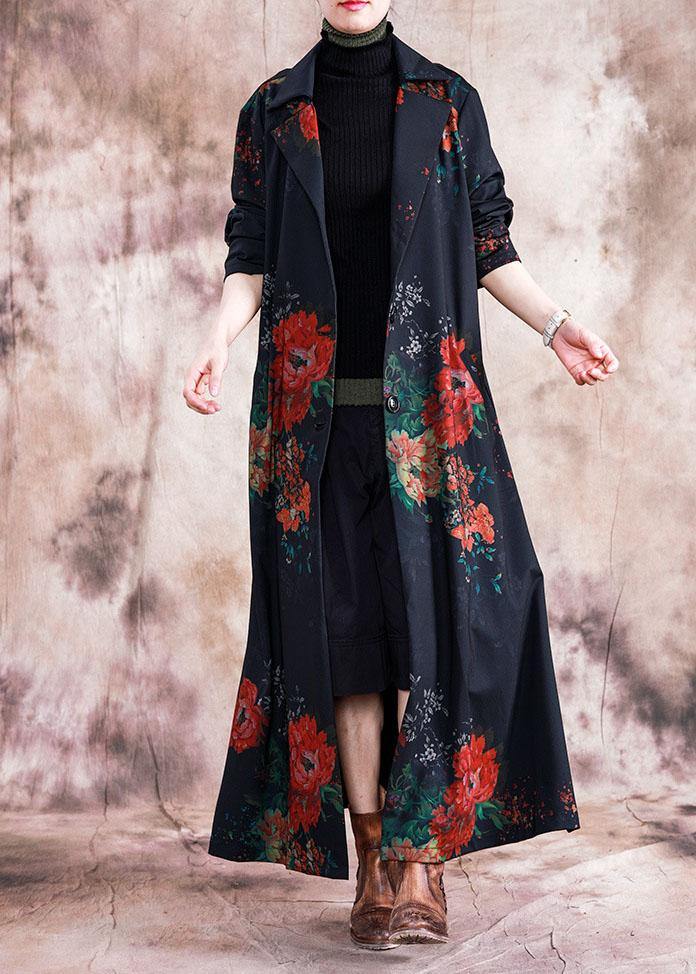 Drune | Plus Size Maxi Mantel Trenchcoats Rote Drucke Übermantel