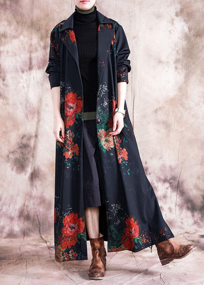 Drune | Plus Size Maxi Mantel Trenchcoats Rote Drucke Übermantel