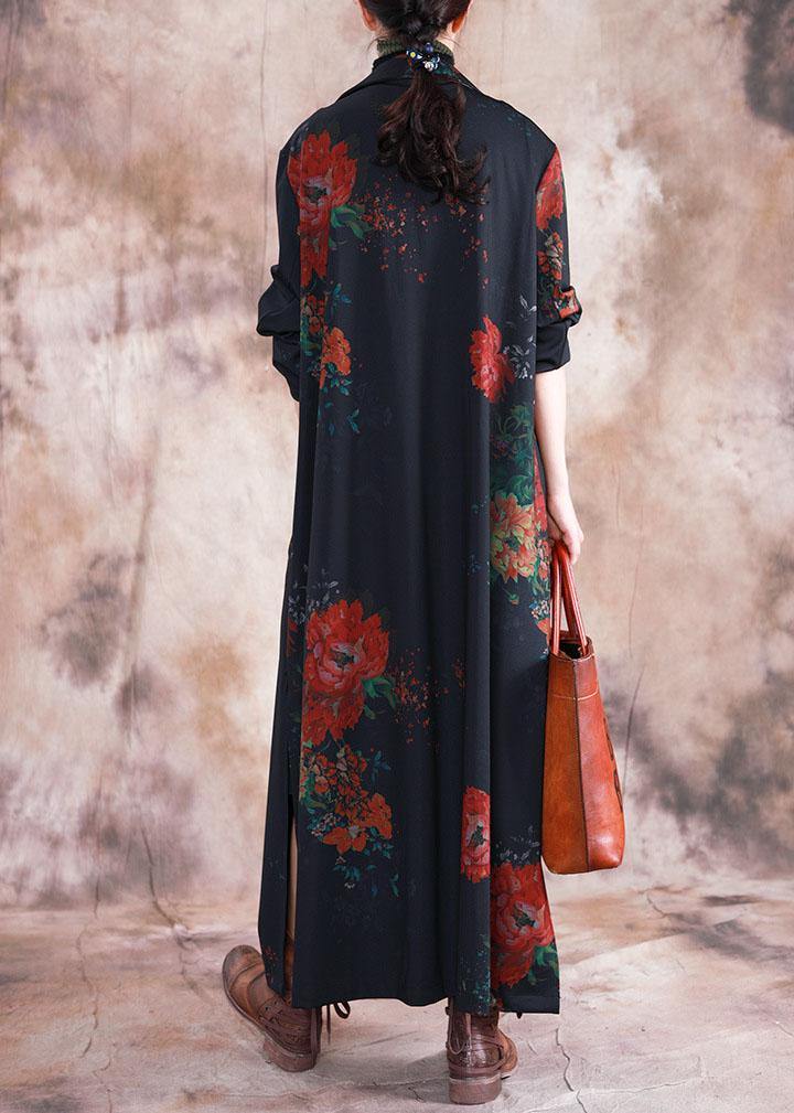 Drune | Plus Size Maxi Mantel Trenchcoats Rote Drucke Übermantel