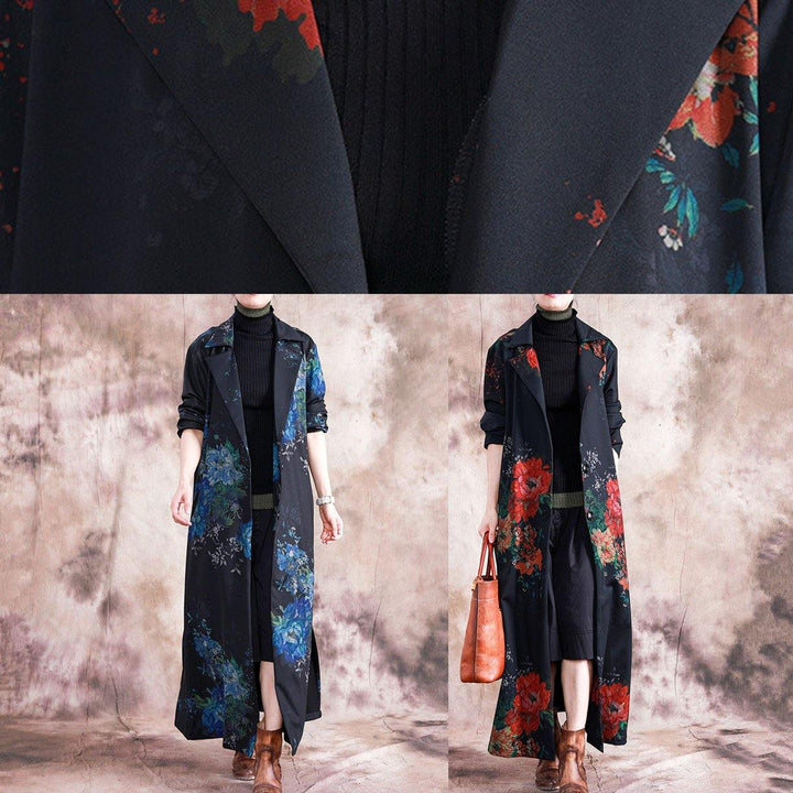 Drune | Plus Size Maxi Mantel Trenchcoats Rote Drucke Übermantel