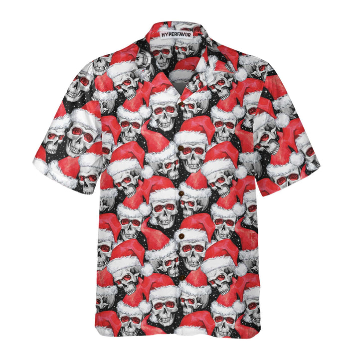Drune | Modische Weihnachts-Schädel Hawaiian Shirt, Coole Weihnachts Hawaiian Shirt
