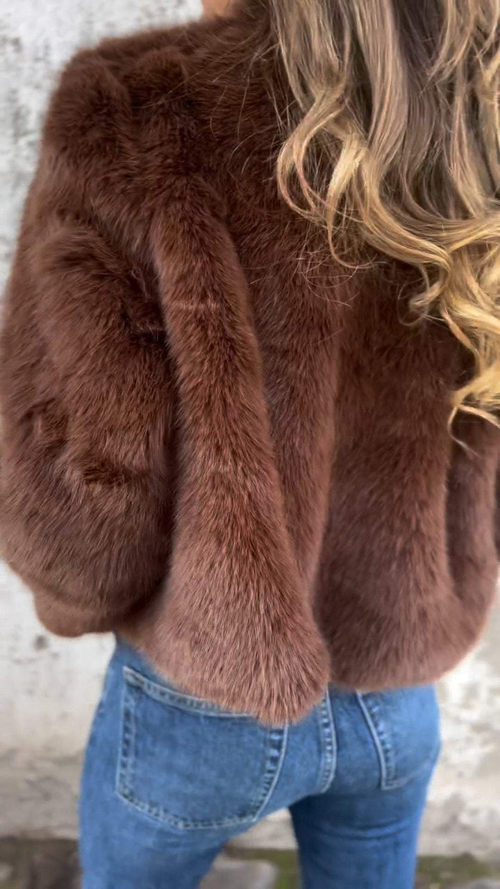 Drune | Jacke Kurz Reißverschluss Flauschige Jacke Damen Fake Fur Damenjacken