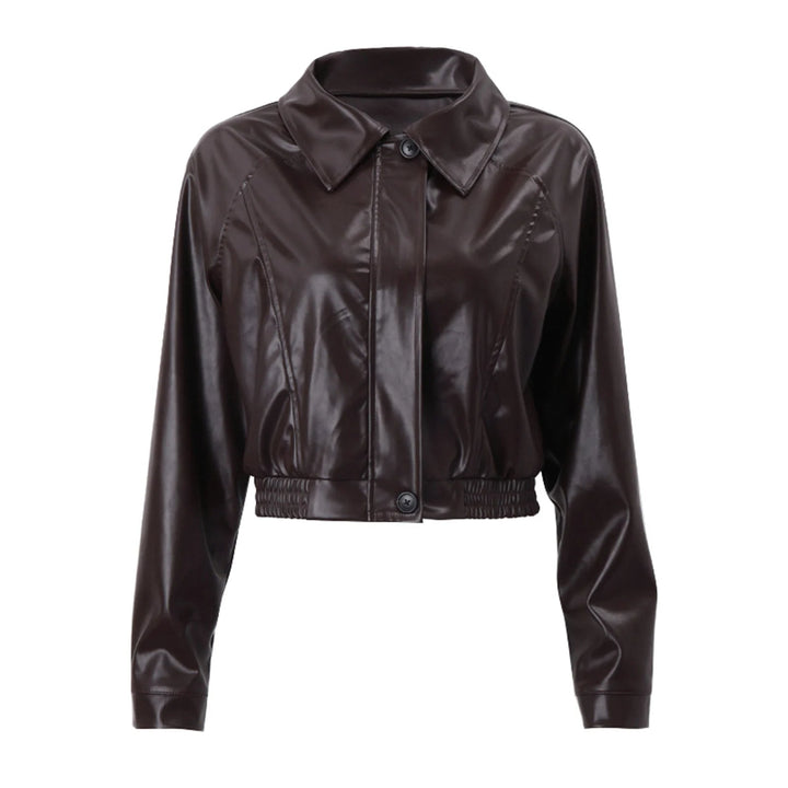 Drune - Damen kurze Kunstlederjacke