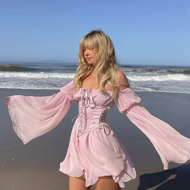 Drune | Schulterfreies Korsettkleid mit Weiten Ärmeln