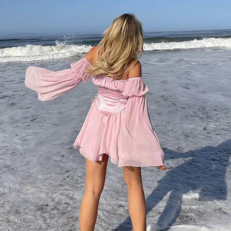 Drune | Schulterfreies Korsettkleid mit Weiten Ärmeln