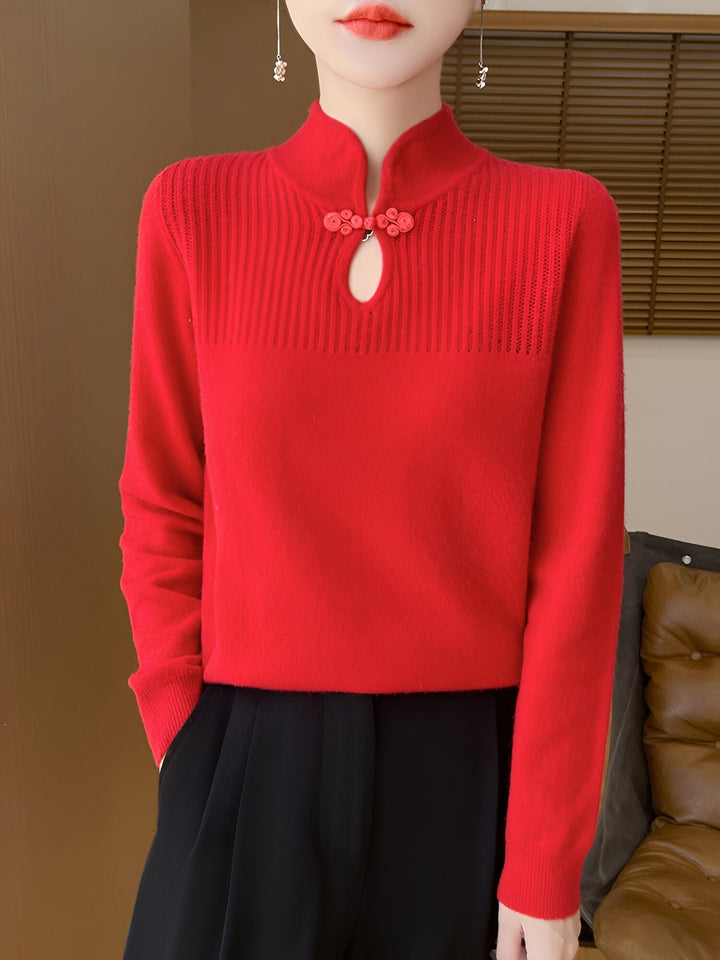 Drune | Eleganter Merino-Wollpullover im chinesischen Stil