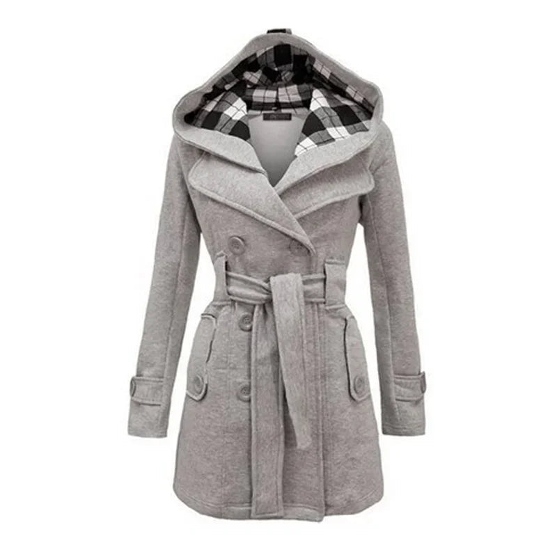 Drune | Warmer Damen Trenchcoat Winterjacke mit Kapuze