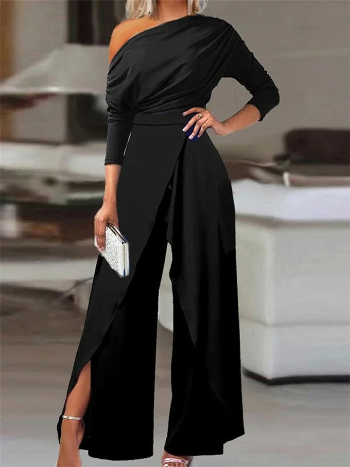 Drune | Eleganter Off Shoulder Jumpsuit Mit Stilvollem Schlitz
