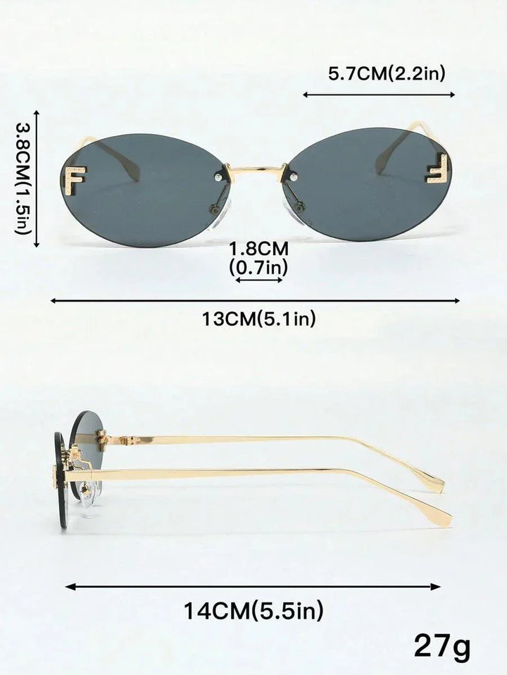 Drune | Ovale Sonnenbrille Mit Goldenen Akzenten Und Subtilen Steinen