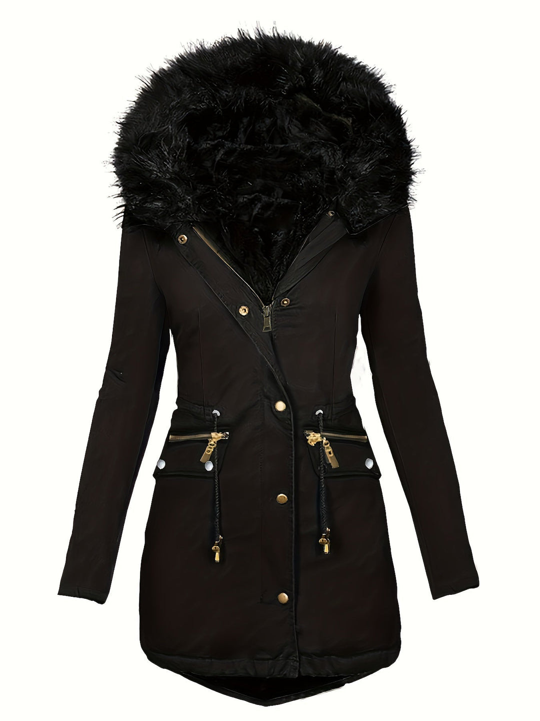 Drune | Damen Winterparka mit Kapuze und Kunstpelzkragen