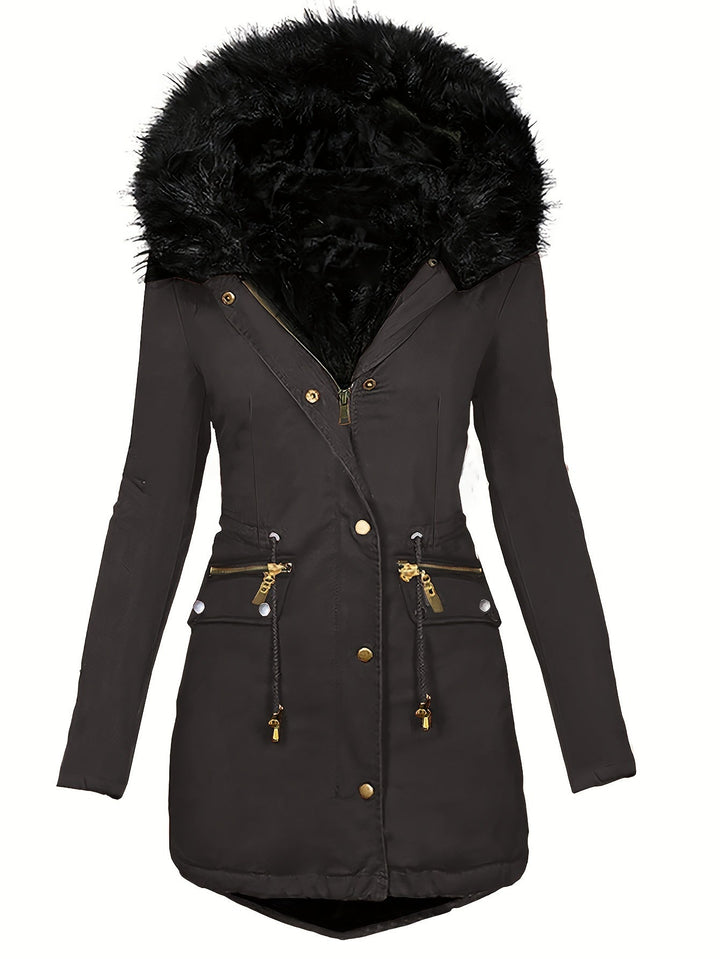Drune | Damen Winterparka mit Kapuze und Kunstpelzkragen