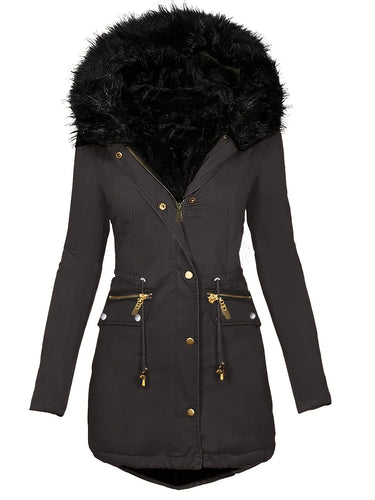 Drune | Damen Winterparka mit Kapuze und Kunstpelzkragen