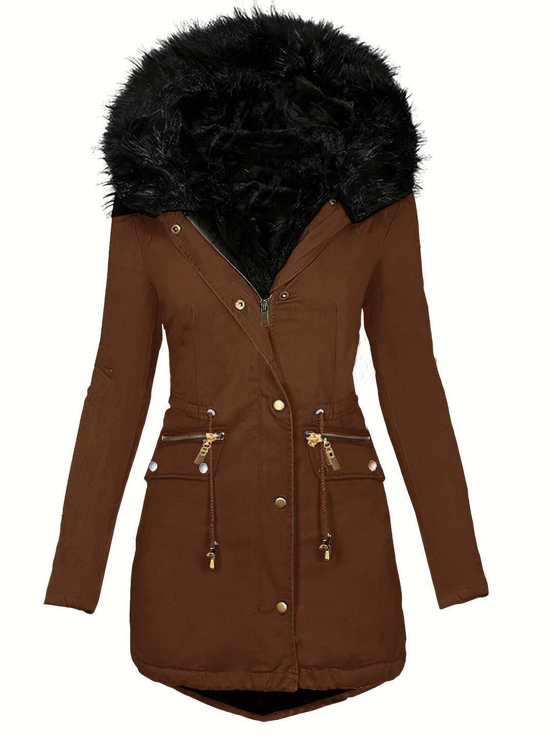 Drune | Damen Winterparka mit Kapuze und Kunstpelzkragen