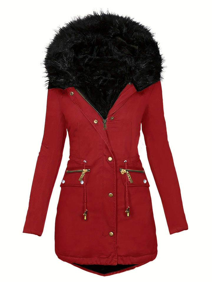 Drune | Damen Winterparka mit Kapuze und Kunstpelzkragen
