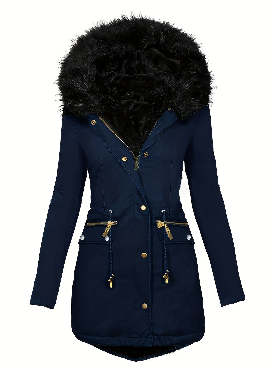 Drune | Damen Winterparka mit Kapuze und Kunstpelzkragen