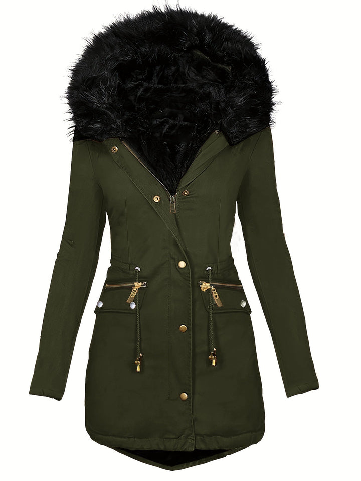 Drune | Damen Winterparka mit Kapuze und Kunstpelzkragen