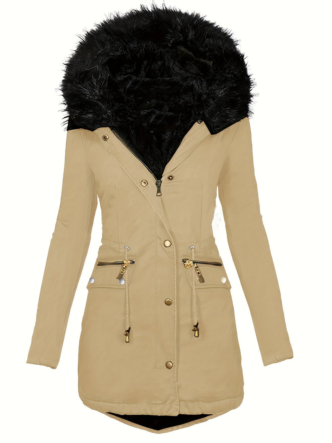 Drune | Damen Winterparka mit Kapuze und Kunstpelzkragen